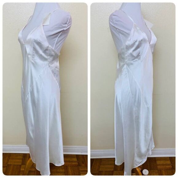 HAH Revolve Give A Midi Slip Sheen Satin Dress Medium Blanc White $198 - Picture 3 of 9